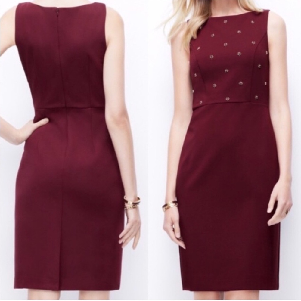 Burgundy Embellished Sleeveless Dress
